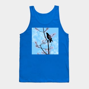 Sing for the Spring - Cherry Blossom, Raven on a Blue Sky Tank Top